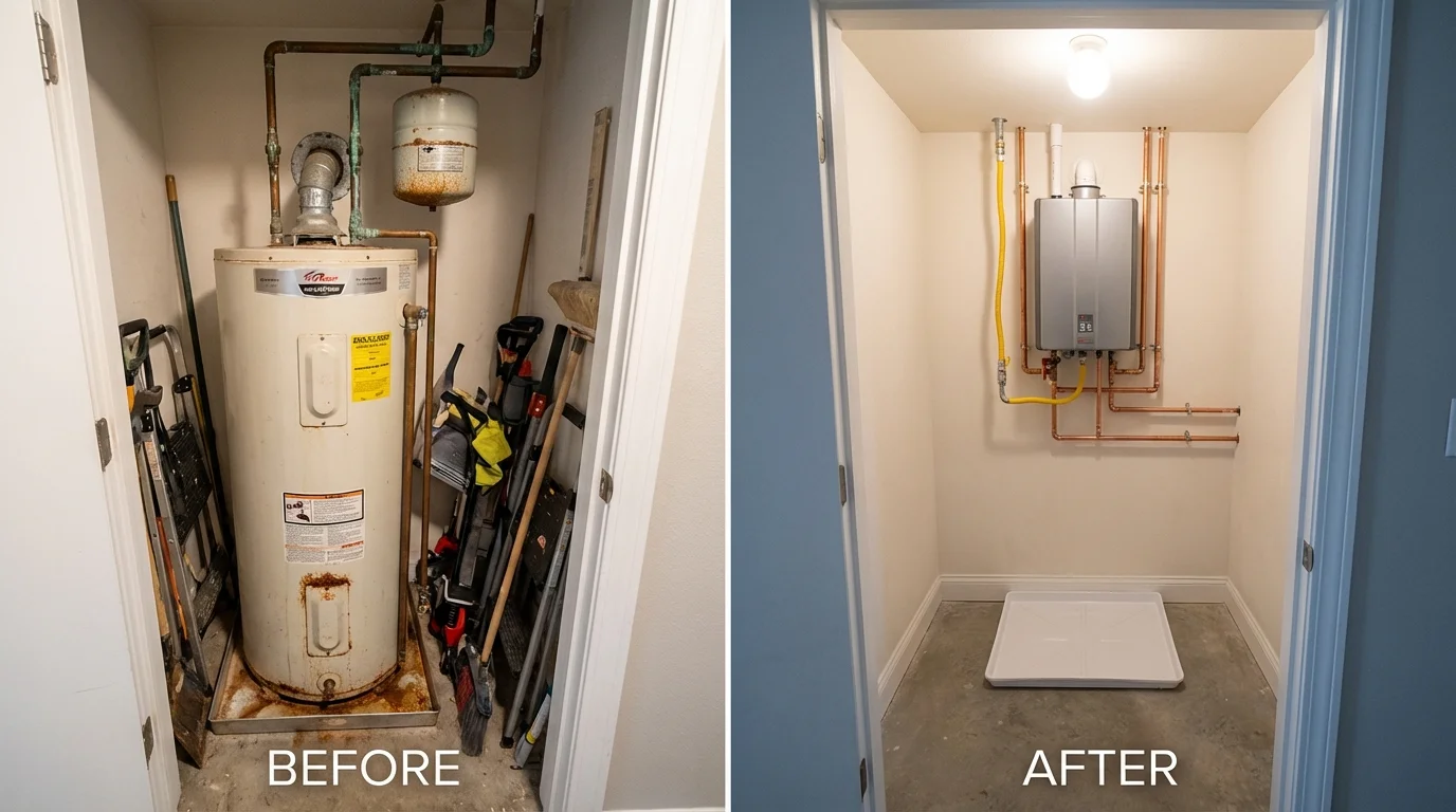 Tank water heater versus wall-mounted tankless unit comparison for Chinook, MT homeowners